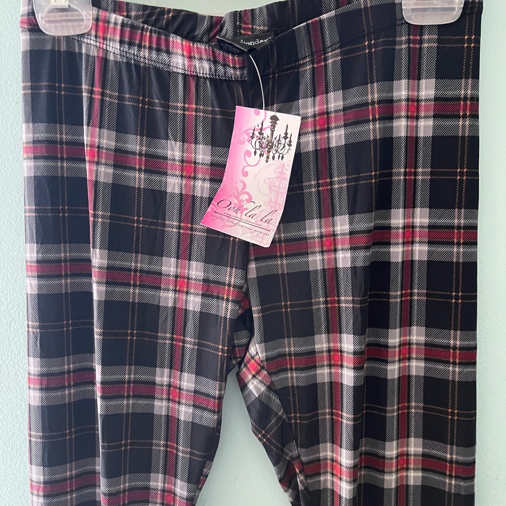 Women’s Plaid Punk Leggings  - Black & Red